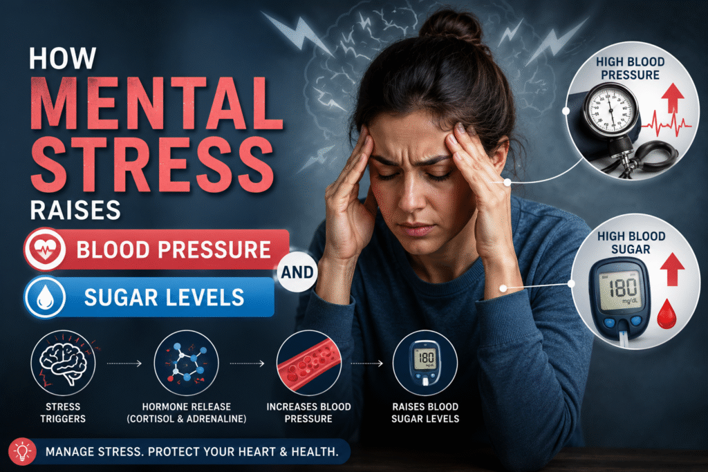 How Mental Stress Raises Blood Pressure and Sugar Levels