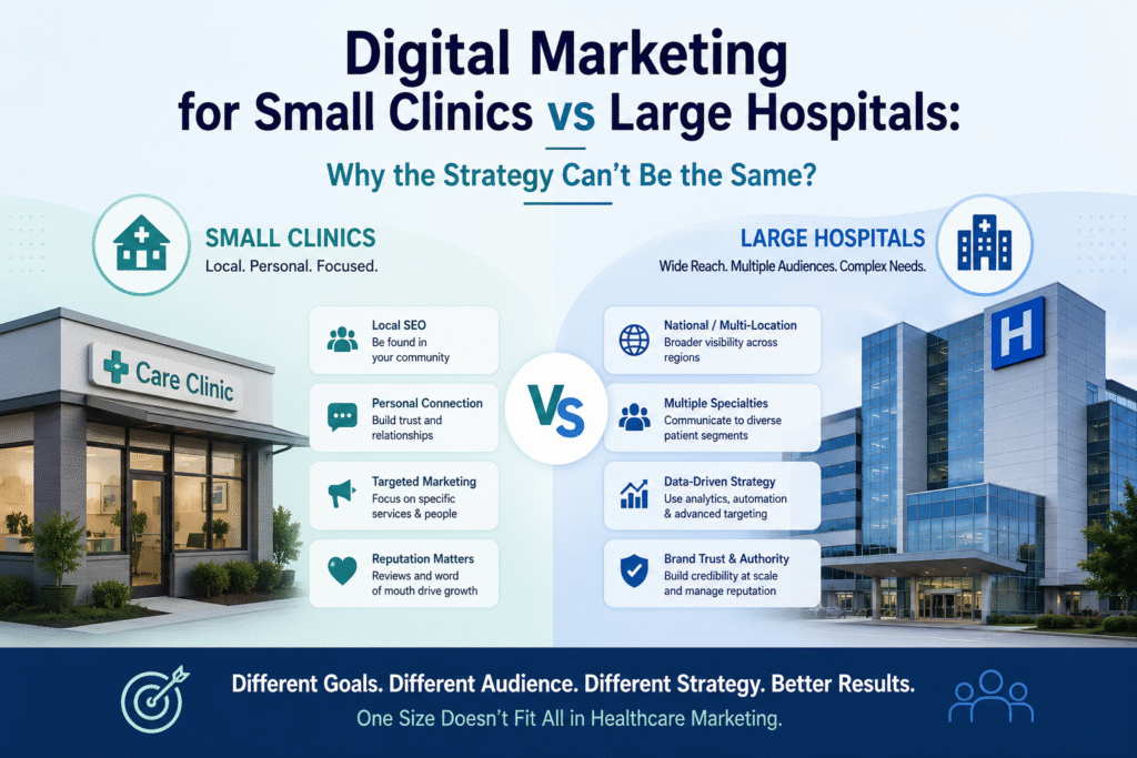 Digital Marketing for Small Clinics vs Large Hospitals